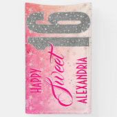 Sweet Sixteen Birthday | Stars Pink Glitter Spandoek (Verticaal)