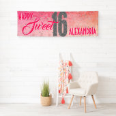 Sweet Sixteen Birthday | Stars Pink Glitter Spandoek (Insitu)