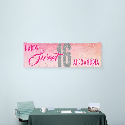 Sweet Sixteen Birthday | Stars Pink Glitter Spandoek (Beurs)