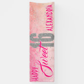 Sweet Sixteen Birthday | Stars Pink Glitter Spandoek (Verticaal)