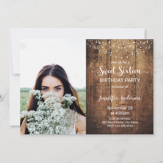 Sweet Sixteen Birthday Uitnodiging (Voorkant)