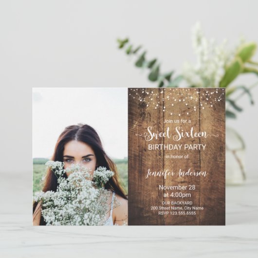 Sweet Sixteen Birthday Uitnodiging (Staand voorkant)