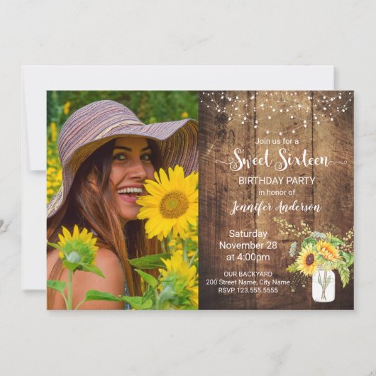 Sweet Sixteen Birthday Uitnodiging (Voorkant)