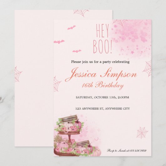Sweet Sixteen Birthday Uitnodiging (Voorkant / Achterkant)