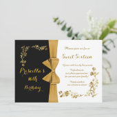 Sweet Sixteen Birthday-uitnodiging,16th,Gatsby Kaart (Staand voorkant)