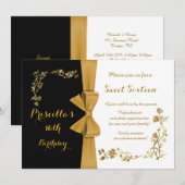 Sweet Sixteen Birthday-uitnodiging,16th,Gatsby Kaart (Voorkant / Achterkant)