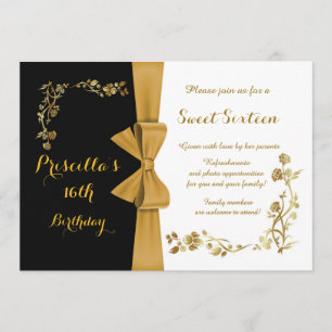 Sweet Sixteen Birthday-uitnodiging,16th,Gatsby Kaart