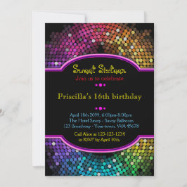 Sweet Sixteen Birthday-uitnodiging, Disco-stijl, c Kaart