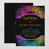 Sweet Sixteen Birthday-uitnodiging, Disco-stijl, c Kaart (Voorkant / Achterkant)