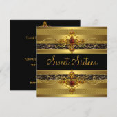 Sweet Sixteen Birthday Wild Elegant Rich Gold Kaart (Voorkant / Achterkant)