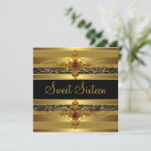 Sweet Sixteen Birthday Wild Elegant Rich Gold Kaart (Staand voorkant)