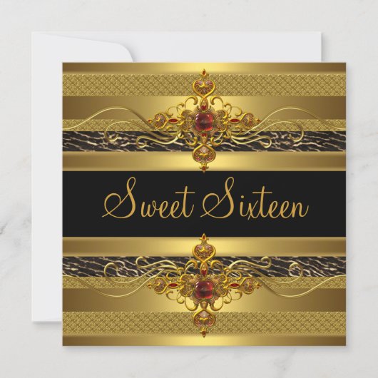 Sweet Sixteen Birthday Wild Elegant Rich Gold Kaart (Voorkant)