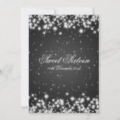 Sweet Sixteen Birthday Winter Sparkle Black Kaart (Achterkant)