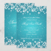 Sweet Sixteen Birthday Winter Sparkle Turquoise Kaart (Voorkant / Achterkant)