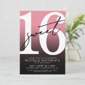 Sweet Sixteen Black Pink 16e verjaardag Kaart (Staand voorkant)