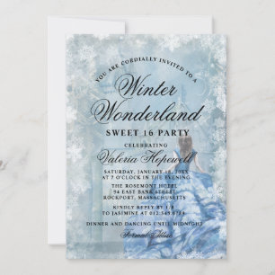 Sweet Sixteen Blauwe Winterwonderland Prinses Kaart