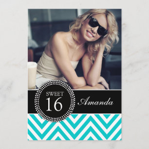 SWEET SIXTEEN BLAUWGROEN ZIG ZAG CHEVRON PATTERN KAART