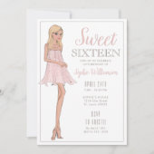 Sweet Sixteen Blonde Girl Birthday  Kaart (Voorkant)