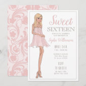 Sweet Sixteen Blonde Girl Birthday  Kaart (Voorkant / Achterkant)