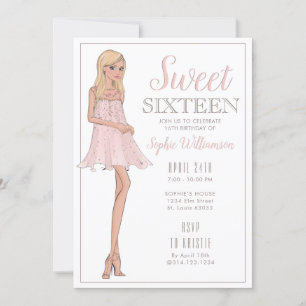 Sweet Sixteen Blonde Girl Birthday  Kaart