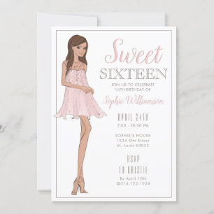 Sweet Sixteen Blonde Girl Birthday Uitnodiging