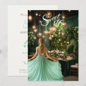 Sweet Sixteen Blonde Girl Emerald Green Ball Room Kaart (Voorkant / Achterkant)