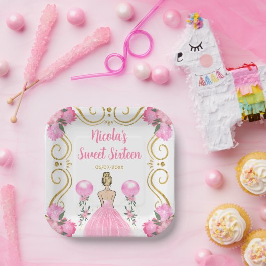 Sweet Sixteen Blonde Princess beroemd gemaakt door Papieren Bordje (Feest)
