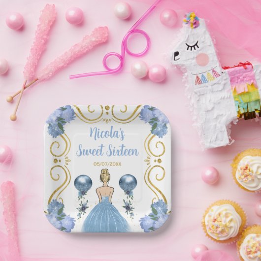 Sweet Sixteen Blonde Princess beroemd gemaakt door Papieren Bordje (Feest)
