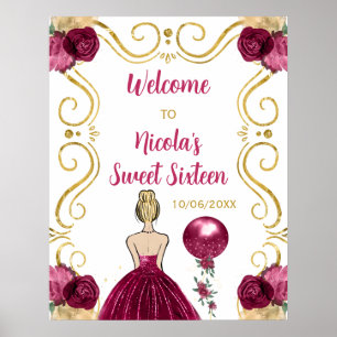 Sweet Sixteen Blonde Princess Bourgondië Rood Welk Poster