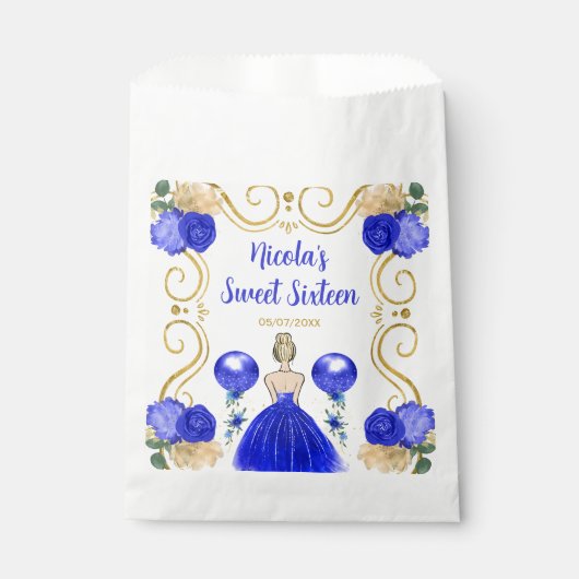 Sweet Sixteen Blonde Princess in Blue Bedankzakje (Voorkant)