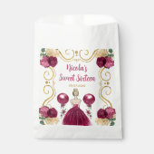Sweet Sixteen Blonde Princess in Burgundy Red Bedankzakje (Voorkant)