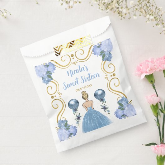 Sweet Sixteen Blonde Princess in Dusty Blue Bedankzakje (Gezegeld)