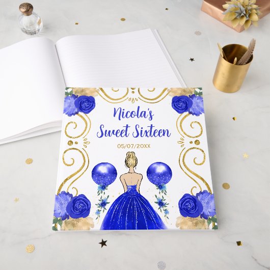 Sweet Sixteen Blonde Princess in het blauw Gastenboek (Voorkant open)