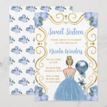 Sweet Sixteen Blonde Princess in het blauw