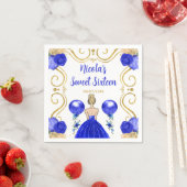 Sweet Sixteen Blonde Princess in het blauw Servet (Insitu)