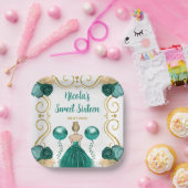 Sweet Sixteen Blonde Princess in het Blauwgroen Papieren Bordje (Feest)