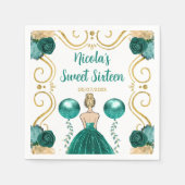 Sweet Sixteen Blonde Princess in het Blauwgroen Servet (Voorkant)