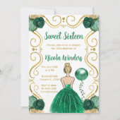 Sweet Sixteen Blonde Princess in het groen Kaart (Voorkant)