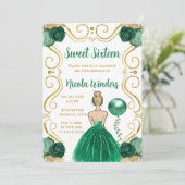 Sweet Sixteen Blonde Princess in het groen Kaart (Staand voorkant)