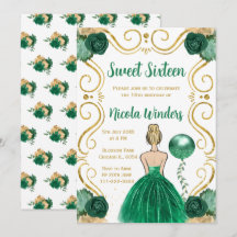 Sweet Sixteen Blonde Princess in het groen