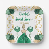 Sweet Sixteen Blonde Princess in het groen Papieren Bordje (Voorkant)