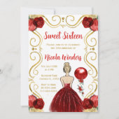 Sweet Sixteen Blonde Princess in het rood Kaart (Voorkant)