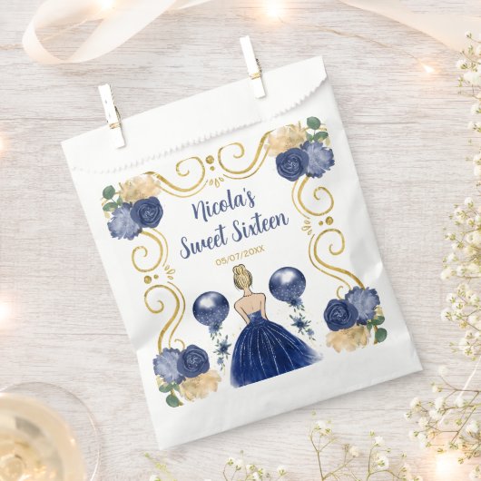 Sweet Sixteen Blonde Princess in Navy Blue Bedankzakje (Geknipt)