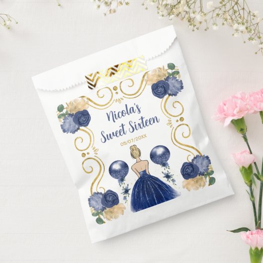 Sweet Sixteen Blonde Princess in Navy Blue Bedankzakje (Gezegeld)