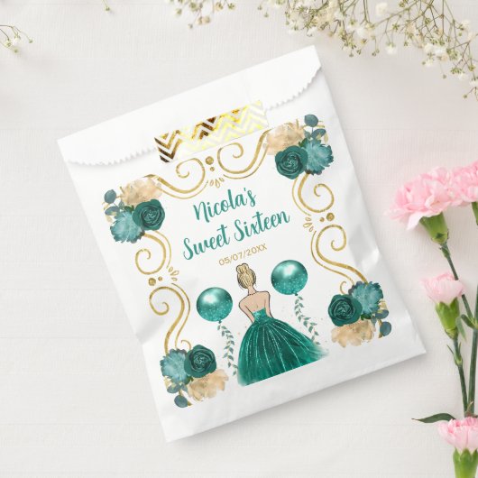 Sweet Sixteen Blonde Princess in Teal Bedankzakje (Gezegeld)
