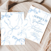 Sweet Sixteen Blue Bow Verjaardagsfeestje Kaart