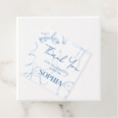 Sweet Sixteen Blue Bow verjaardagsfeestje plein Bedankjes Labels (In situ)