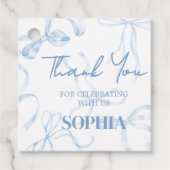 Sweet Sixteen Blue Bow verjaardagsfeestje plein Bedankjes Labels (Voorkant)