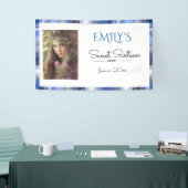 Sweet Sixteen, Blue, Faux Satin, Custom Spandoek (Beurs)