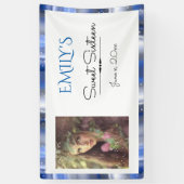 Sweet Sixteen, Blue, Faux Satin, Custom Spandoek (Verticaal)